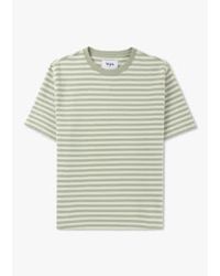Wax London - T-shirt rayures doyenne dans Sage Ecru - Lyst