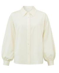 Yaya - Loose Fit Blouse With Collar And Long Balloon Sleeves - Lyst