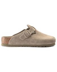 Birkenstock Boston Soft Footbed Suede Leather Faded Khaki in Natural for  Men | Lyst