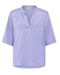 Yaya - Satin Top With V Neck And Half Long Sleeves Or Lavender - Lyst
