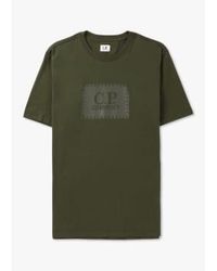 C.P. Company - T-shirt logo style étiquette jersey masculin 30/1 en vert ivy - Lyst