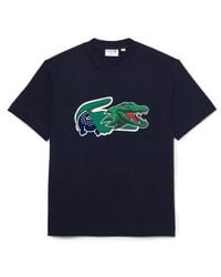 Lacoste - Holiday Relaxed Fit Oversized Crocodile Print Tee Navy S - Lyst