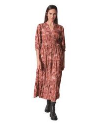 indi & cold - Indi And Cold Printed V Neck Midi Dress In From - Lyst