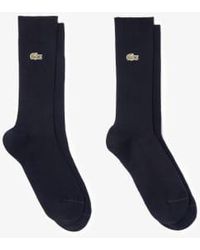 Lacoste - Negro pack de 2 pares de calcetines acanalados lisos unisex - Lyst