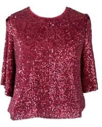 Traffic People - Crimson And Clover Sequin Top In Wine - Lyst