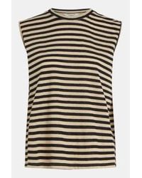 Penn&Ink N.Y - Penn & Ink Yarn Dyed Stripe Sleeveless T Shirt / Camel Xs - Lyst