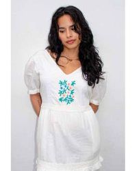 Lowie - Embroidered Cotton Puff Sleeve Dress S - Lyst