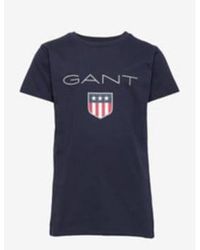 GANT - Shield Ss T-shirt Evening 158 - Lyst