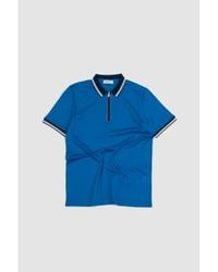 Gran Sasso - Polo zippé en coton scotland thread bleu/marine/écru - Lyst