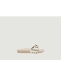 Scholl - Flat Leather And Wood Sandals Pescura 38 - Lyst