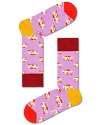 Happy Socks Pink Auto gedruckte Socken - Rot
