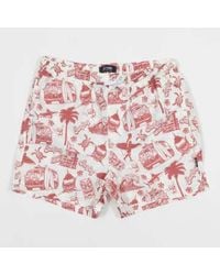 Only & Sons - Graphic swim shorts en rojo y crema - Lyst