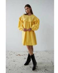 Stella Nova - Bordado anglaise dulce mini vestido amarillo - Lyst