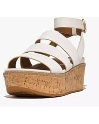 Fitflop - Eloise Leather/cork Strappy Wedge Sandal Urban 4 - Lyst