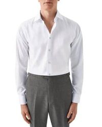 Eton - Slim Fit Signature Twill Cotton Shirt With Geometric Trim 10001109300 17.5 - Lyst