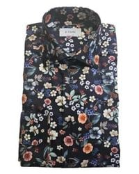 Eton - Navy Blue Contemporary Fit Floral Print Signature Twill Shirt 10001099129 - Lyst