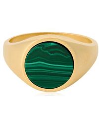Pernille Corydon - Malachite And Est Signet Ring Plated Silver - Lyst