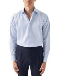 Eton - Sky Slim Fit Signature Twill Cotton Shirt With Geometric Trim 10001109321 - Lyst
