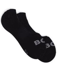 BOSS - 2 Pack Uni Logo No Show Socks Col: 001 Black, Size: 9-9.5 - Lyst