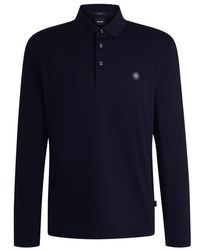 BOSS - C-Paley Dark Mercerized-Cotton Long Sleeved Polo Shirt 50523917 404 - Lyst