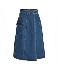 Vila - High-waist Denim Wrap Skirt 34 - Lyst