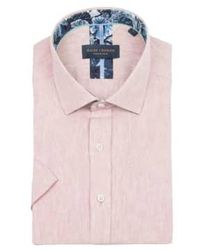 Guide London - Linen Blend Short Sleeve Shirt M - Lyst