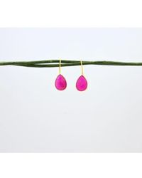 Schmuckoo - 18k Plated Sterling Silver Drop Earrings Pink Onyx - Lyst