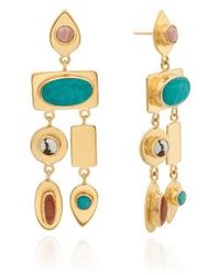 Anna Beck - Multi-shape Drop Statement Earrings Turquoise / Gold Plated - Lyst