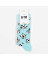 Happy Socks - Chaussettes chat en bleu clair - Lyst
