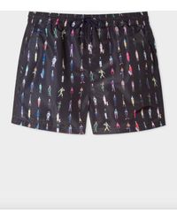 Paul Smith Shorts de baño con estampado "People" en azul marino para hombres