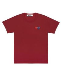 Comme des Garçons - Burgundy S Play T Shirt With Double Heart S - Lyst