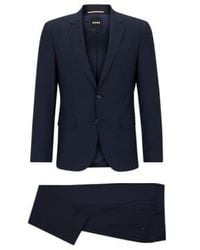 BOSS - Dunkle offene blaue Stretch Virgin Woll Slim Fit Anzug - Lyst