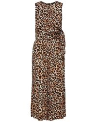 SELECTED Leoni Sleeveless Cropped Leopard Print Jumpsuit - Grey