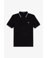 Fred Perry - Slim Fit Twin Tipped Polo Black Porcelain Porcelain - Lyst