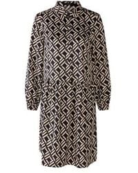 Ouí - Patterned Midi Dress And Camel - Lyst