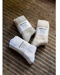 RoToTo - | Organic Daily 3 Pack Ribbed Socks Ecru/ Or Ecru/gray Small Ecru/gray - Lyst