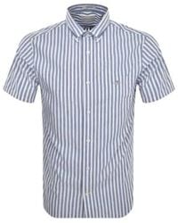 GANT - Regular fit striped cotton leinen kurzärmel -hemd - Lyst