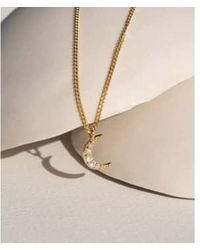 Zoe & Morgan - Luna Moon Diamond Necklace One Size - Lyst