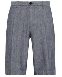 BOSS - Rigan oscuro azul ajuste regular lino pantalones cortos - Lyst