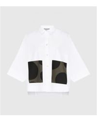 Alembika - Camisa crema con bolsillo negro y color caqui - Lyst