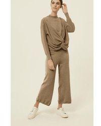 Jovonna London - Dua Knitted Trousers M / Taupe - Lyst