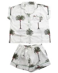 Powell Craft - Palm Tree Print Short Pyjama Set With Piping S/m - Lyst