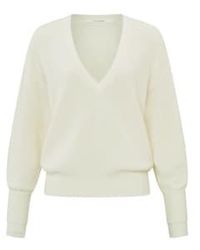 Yaya - Sweater With V Neckline And Sleeve Detail Or Ivory - Lyst