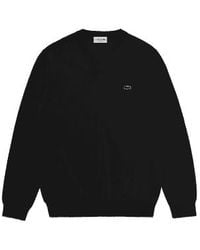Lacoste - Tricot pullover mit v-ausschnitt schwarz - Lyst