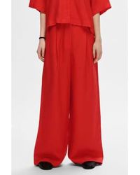 SELECTED - Flame Scarlet Lyra Wide Linen Pants - Lyst