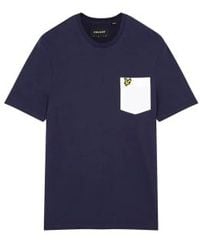 Lyle & Scott - T-shirt poche contrasté Lichen Navy & Blanc - Lyst