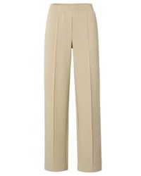 Yaya - Jersey Wide Leg Trousers With Elastic Waist And Seam Details - Lyst