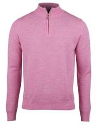 Stenströms - Textured Merino Half Zip In Pink 4202371355355 - Lyst