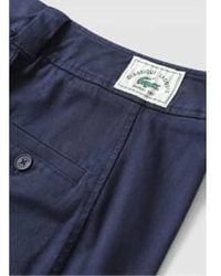 Lacoste - Pantalon ajusté en gabardine à jambe large femme en bleu marine - Lyst
