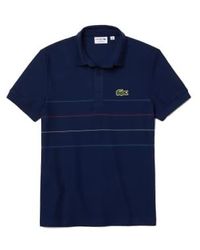 Lacoste - "Ma in France" Regular Fit Textured Cotton Polo Shirt Blue - Lyst